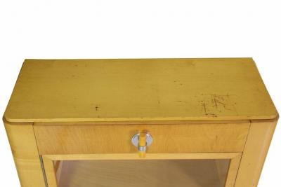 Pair of Art Deco Birch Rosewood and Steel Bookcase Cabinets c 1930