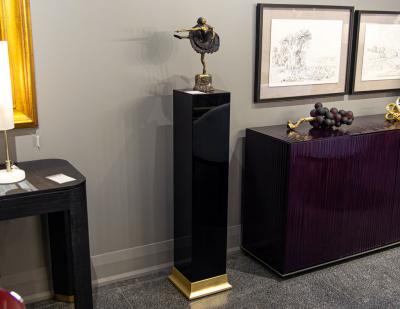 Pair of Art Deco Black Lacquer Pedestal Columns
