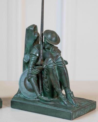 Pair of Art Deco Bookends Depicting Don Quixote and Sancho Panza