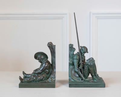 Pair of Art Deco Bookends Depicting Don Quixote and Sancho Panza