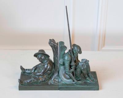 Pair of Art Deco Bookends Depicting Don Quixote and Sancho Panza