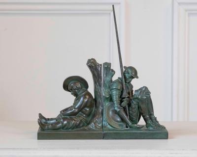 Pair of Art Deco Bookends Depicting Don Quixote and Sancho Panza