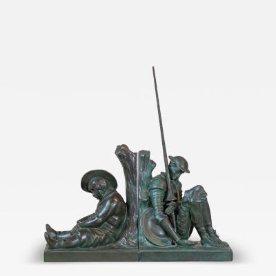 Pair of Art Deco Bookends Depicting Don Quixote and Sancho Panza