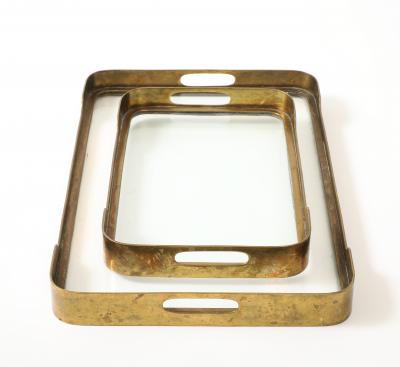 Pair of Art Deco Brass Trays France c 1930 s