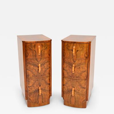 Pair of Art Deco Burr Walnut Bedside Chests