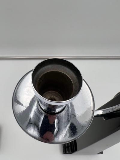 Pair of Art Deco Candlesticks Black lacquer Oak Nickel Netherlands c 1930