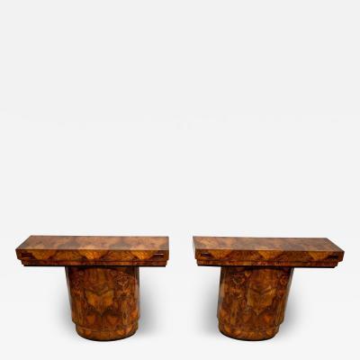 Pair of Art Deco Console Tables Walnut Veneer and Macassar France circa 1930