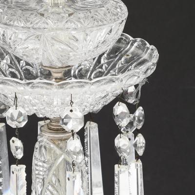 Pair of Art Deco Czech U S zone Cut Crystal and Silver Plated Table Lamps