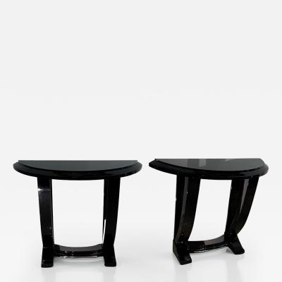 Pair of Art Deco Demi lune consoles