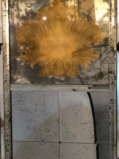 Pair of Art Deco Fashioned Three Panel Mirrored Room Dividers or Folding Screens