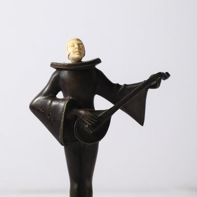 Pair of Art Deco Flapper Bookends Bronze Bakelite on Rectilinear Onyx Base