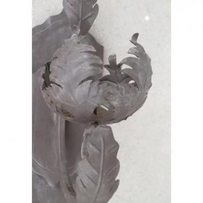 Pair of Art Deco Forged Metal Candleholder Wall Sconces