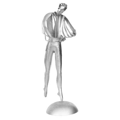 Pair of Art Deco German Metal Ballerino and Ballerina Sculptures