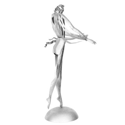 Pair of Art Deco German Metal Ballerino and Ballerina Sculptures