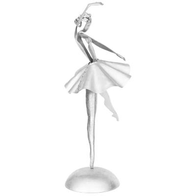 Pair of Art Deco German Metal Ballerino and Ballerina Sculptures