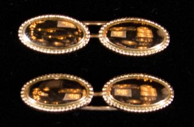 Pair of Art Deco Gold Oval Cufflinks with Rope Detail