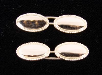 Pair of Art Deco Gold Oval Cufflinks with Rope Detail