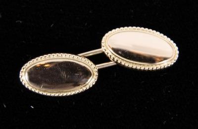 Pair of Art Deco Gold Oval Cufflinks with Rope Detail