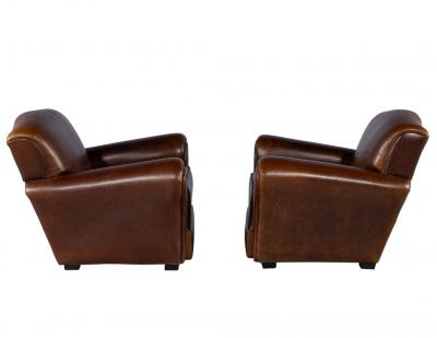 Pair of Art Deco Leather Club Chairs