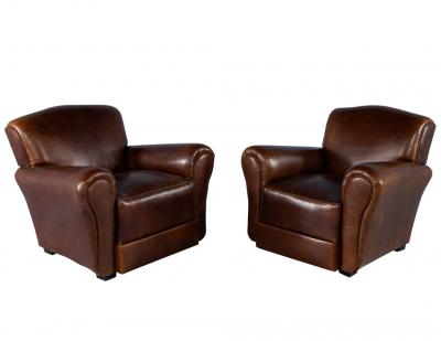 Pair of Art Deco Leather Club Chairs