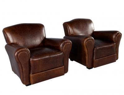 Pair of Art Deco Leather Club Chairs