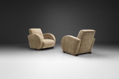 Pair of Art Deco Low Armchairs Europe First half of the 20th Century