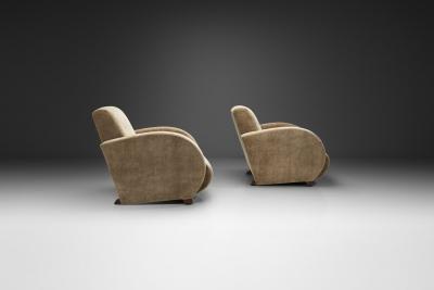 Pair of Art Deco Low Armchairs Europe First half of the 20th Century