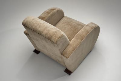 Pair of Art Deco Low Armchairs Europe First half of the 20th Century
