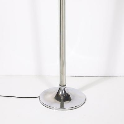 Pair of Art Deco Machine Age Chrome and Glass Rod Torchieres