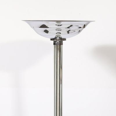 Pair of Art Deco Machine Age Chrome and Glass Rod Torchieres