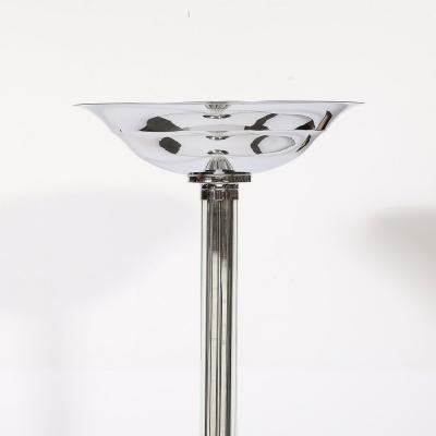 Pair of Art Deco Machine Age Chrome and Glass Rod Torchieres