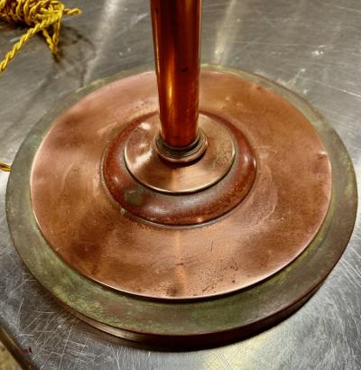 Pair of Art Deco Machine Age Copper Torchiere Floor Lamps circa 1935