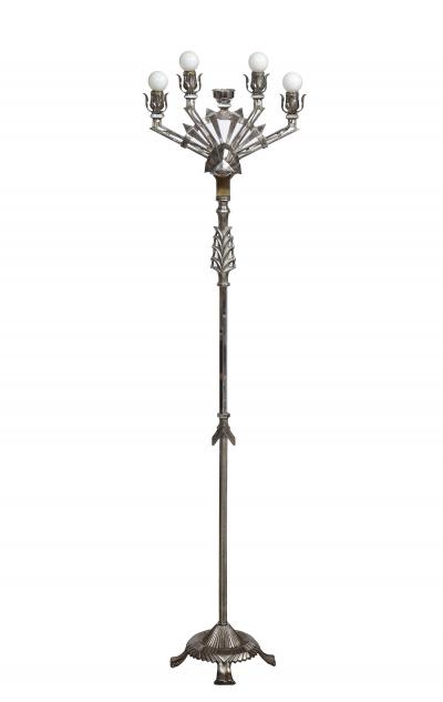 Pair of Art Deco Nickel Plated Floor Lamps