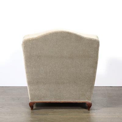 Pair of Art Deco Sinuous Club Chairs In Taupe Mohair Walnut Supports