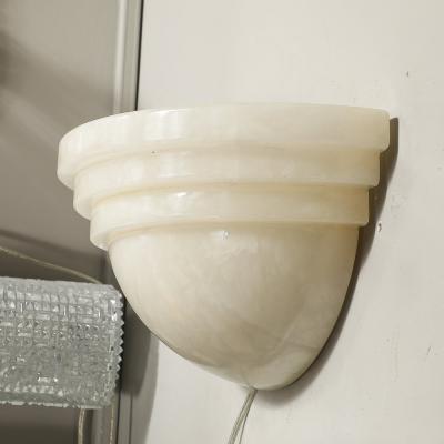 Pair of Art Deco Skyscraper Style Alabaster Sconces
