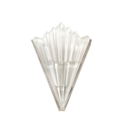 Pair of Art Deco Skyscraper Style Frosted Glass Sconces W Brushed Nickel Frames