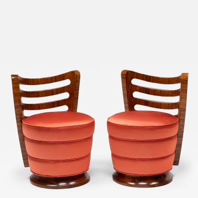 Pair of Art Deco Slipper Chairs with Macassar Ebony Veneer