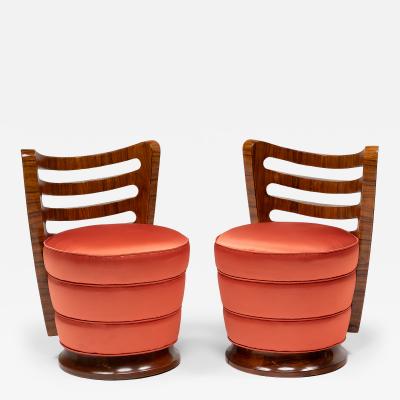 Pair of Art Deco Slipper Chairs with Macassar Ebony Veneer
