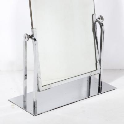 Pair of Art Deco Streamlined Arch Form Adjustable Table Mirror in Chrome