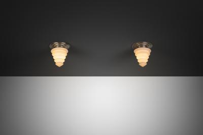 Pair of Art Deco Style Crystal Ceiling Lights by GISO The Netherlands 1960s