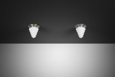 Pair of Art Deco Style Crystal Ceiling Lights by GISO The Netherlands 1960s
