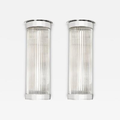 Pair of Art Deco Style Glass Rod Sconces in Chrome Fittings