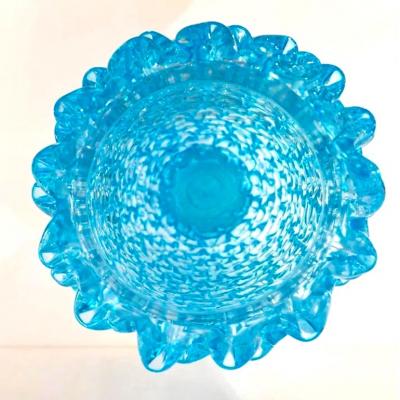 Pair of Art Deco Style Italian Aquamarine Murano Glass Centerpiece Vases
