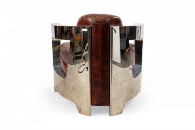 Pair of Art Deco Style Leather and Chrome Lounge Chairs