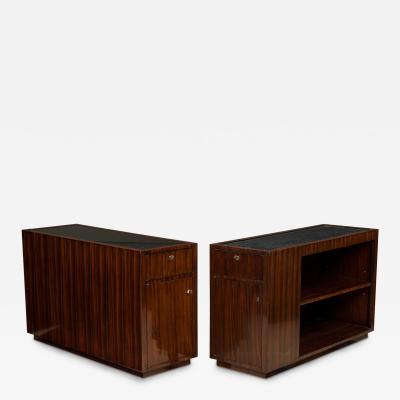 Pair of Art Deco Style Mid Century American Ebony De Macassar Cabinets
