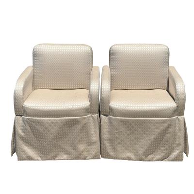 Pair of Art Deco Style Scalamandre Silk Upholstered Parsons Chairs