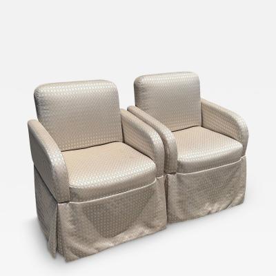 Pair of Art Deco Style Scalamandre Silk Upholstered Parsons Chairs