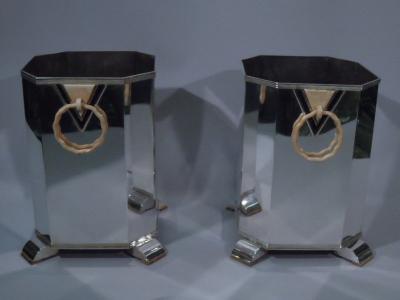 Pair of Art Deco Style Silver Wine Coolers