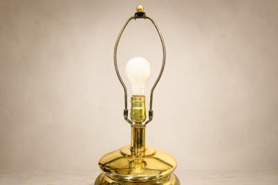 Pair of Art Deco Table Lamps in Brass Teal Finish Unknown 1930s