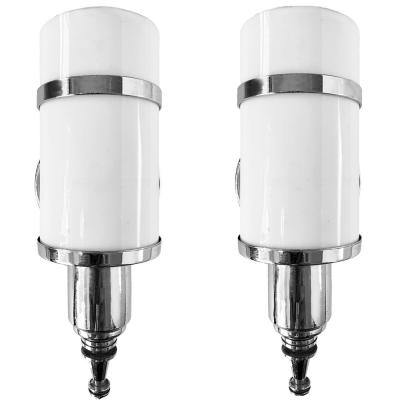 Pair of Art Deco Tubular Glass Chrome Sconces